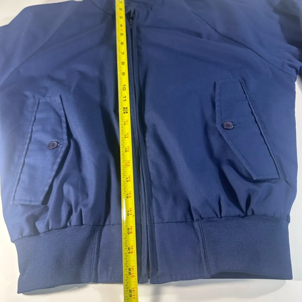 Field & Stone Plaid Lined Bomber Jacket Navy a Blue Zip Front Size Small Short